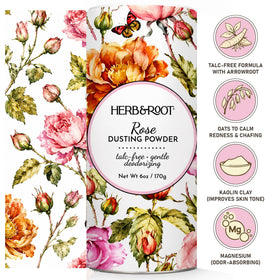 Herb & Root Talc-Free Body Dusting Powder in Rose, side view