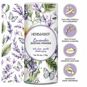 Herb & Root Talc Free Body Dusting Powder Lavender canister with lid