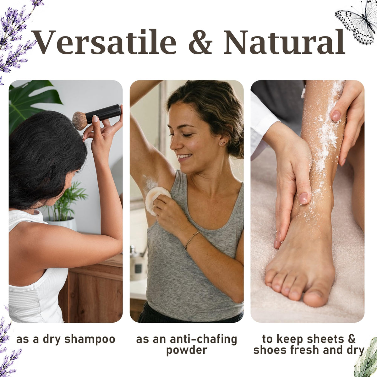 Herb & Root Talc Free Body Dusting Powder Lavender with powder puff