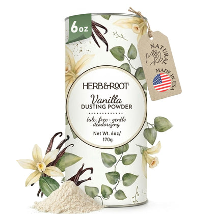 Herb & Root Talc Free Body Dusting Powder Vanilla front view