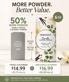 Herb & Root Talc Free Body Dusting Powder Vanilla side view