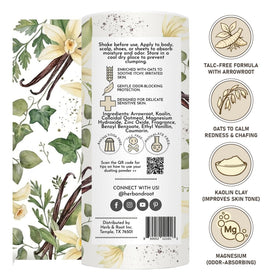 Herb & Root Talc Free Body Dusting Powder Vanilla top view