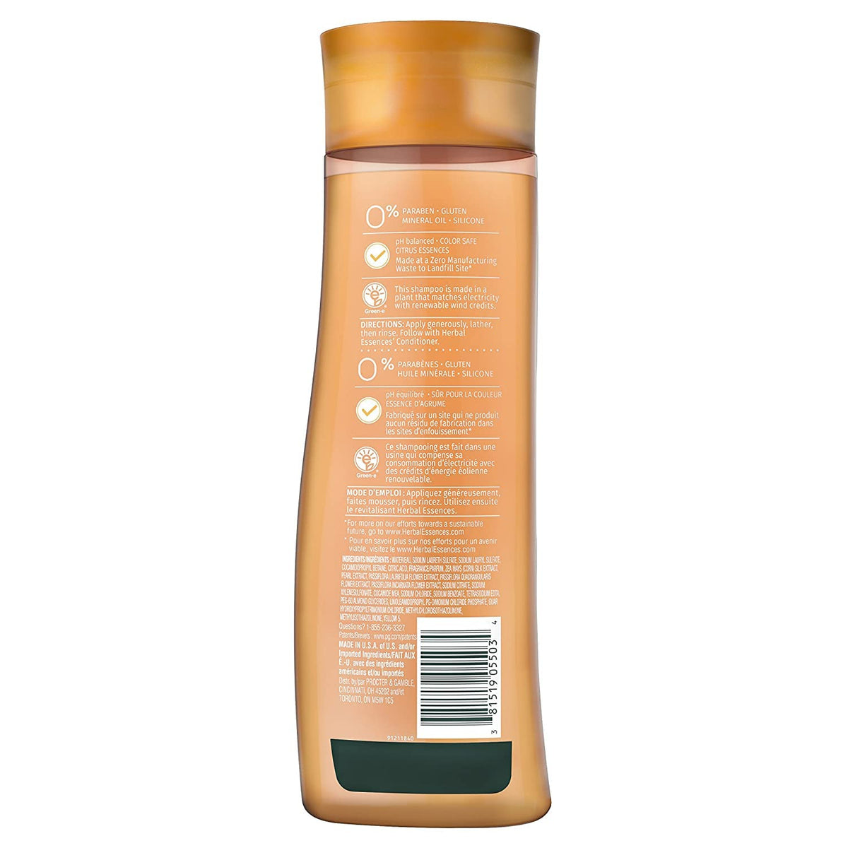 Herbal Essences Body Envy Volumizing Shampoo close-up of label