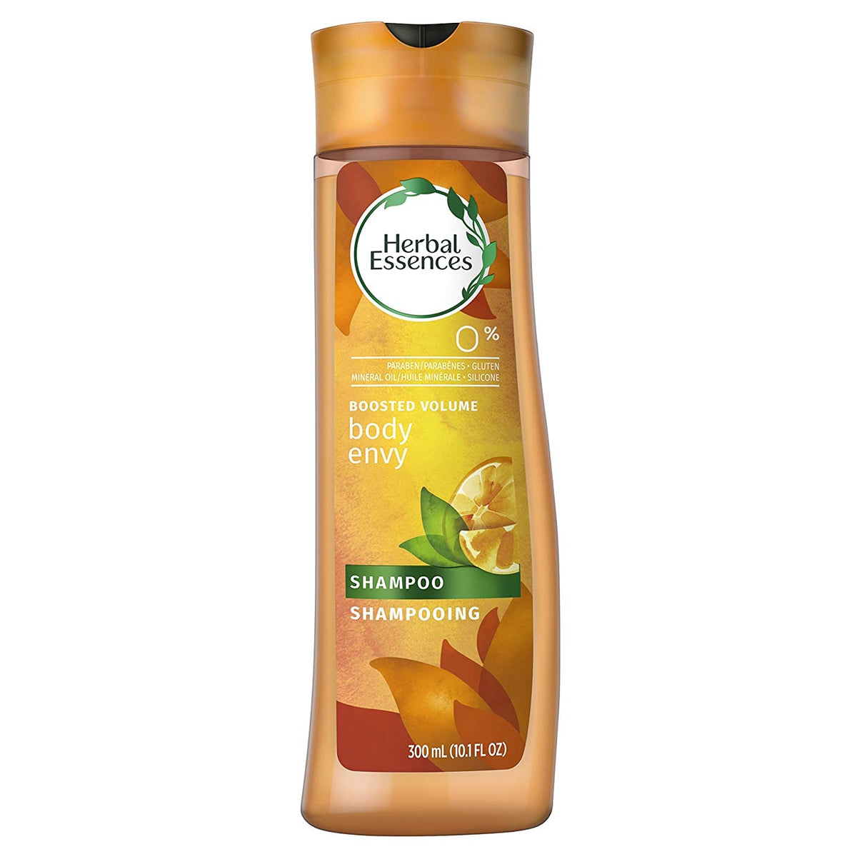 Herbal Essences Body Envy Volumizing Shampoo on bathroom shelf