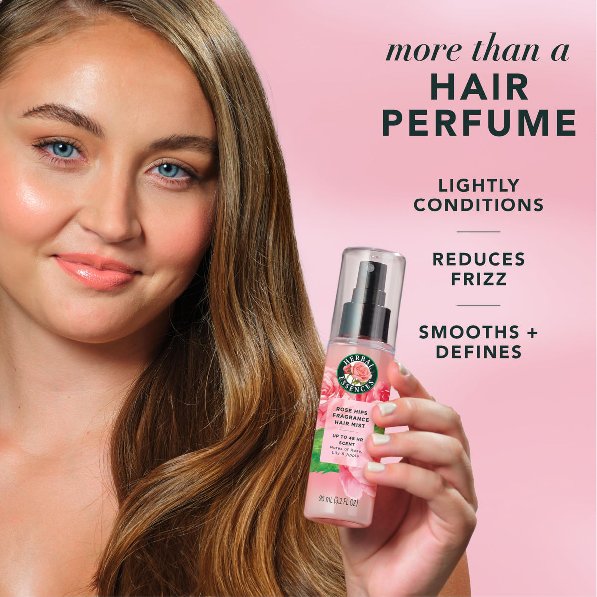 Herbal Essences Hair Perfume Rose Scent with floral background