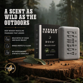 Herban Cowboy Body Soap individual bar close-up