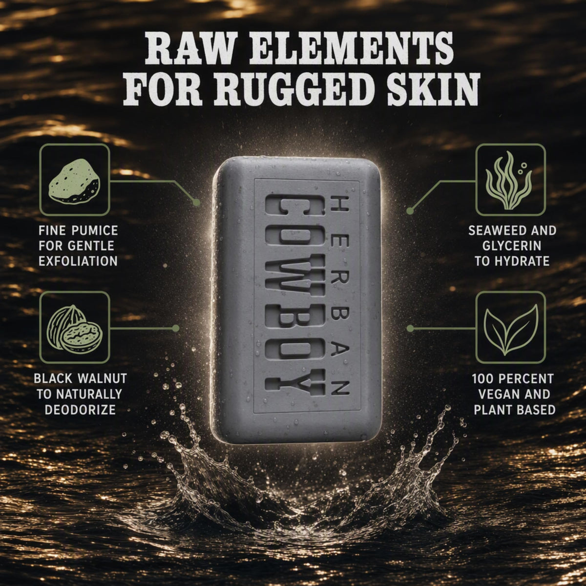 Herban Cowboy Body Soap packaging details