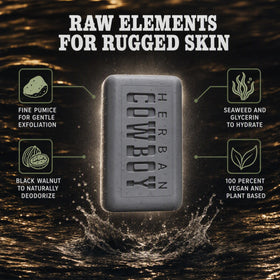 Herban Cowboy Body Soap packaging details