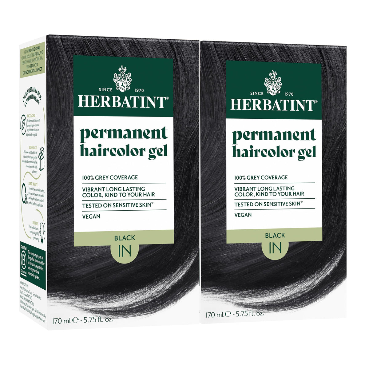 Herbatint 1N Black Permanent Hair Dye packaging front view
