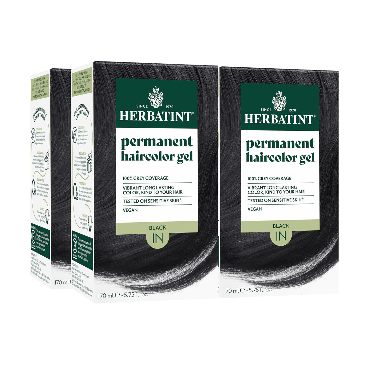 Herbatint 1N Black Permanent Hair Dye packaging front view