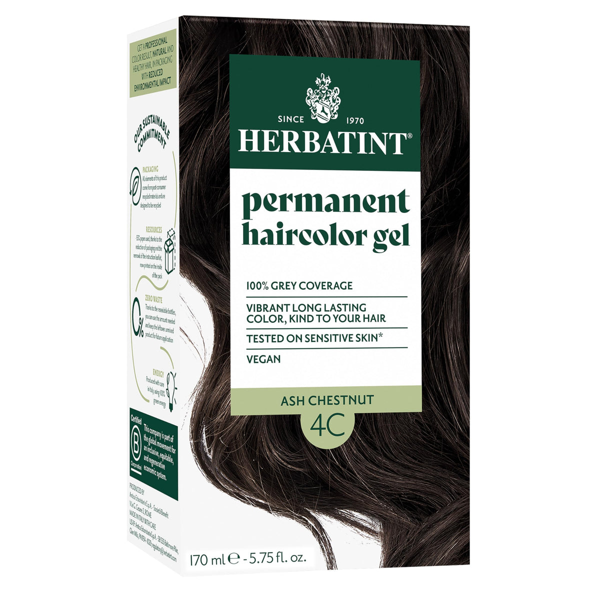 Herbatint 4C Ash Chestnut Brown Hair Dye packaging front view