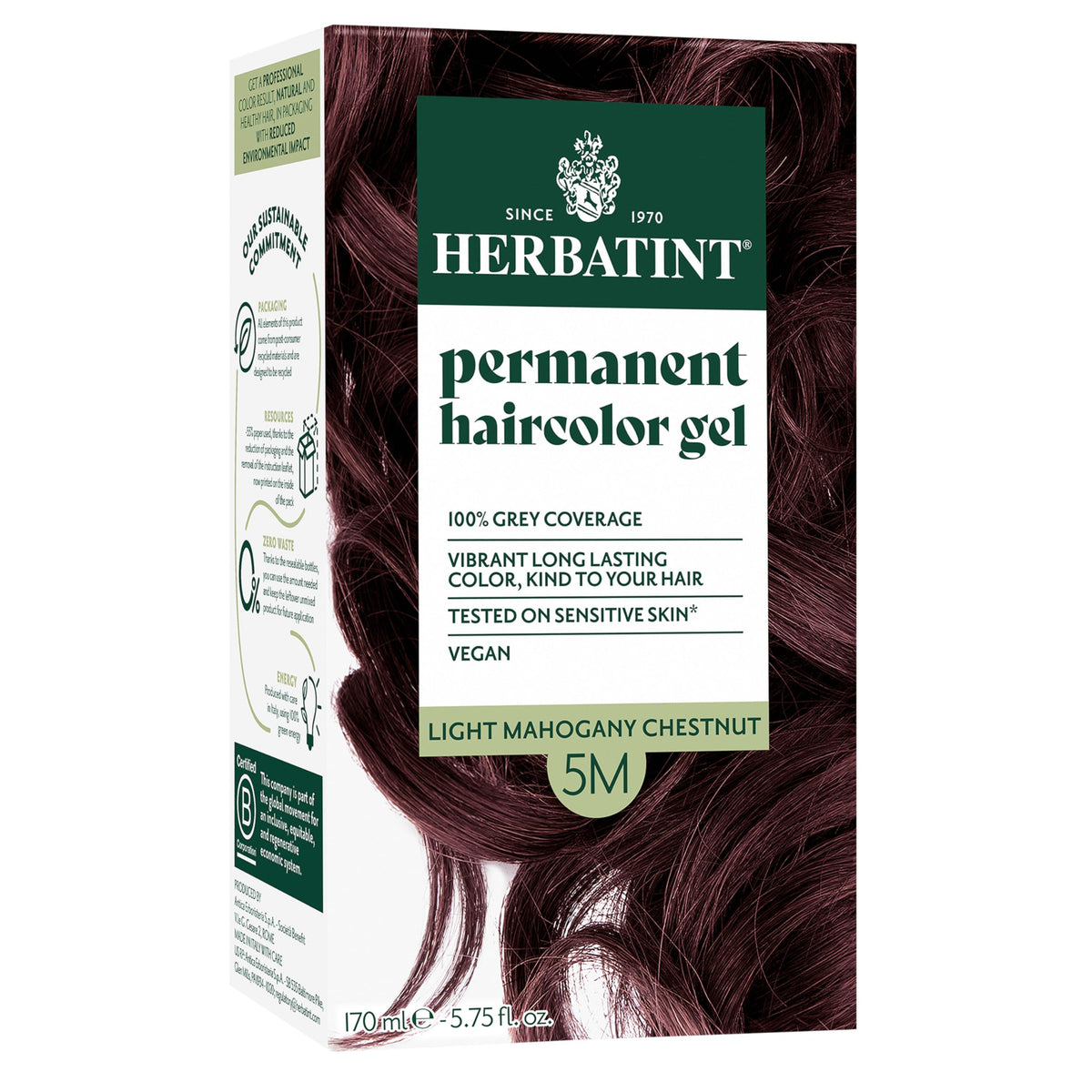 Herbatint 5M Light Mahogany Chestnut Brown Hair Dye box front view
