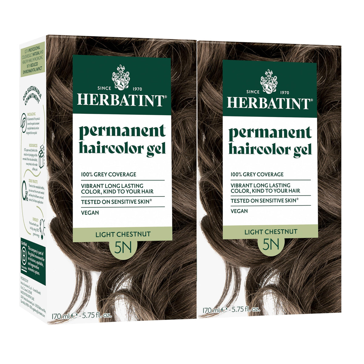 Herbatint 5N Light Chestnut Brown hair dye packaging front view