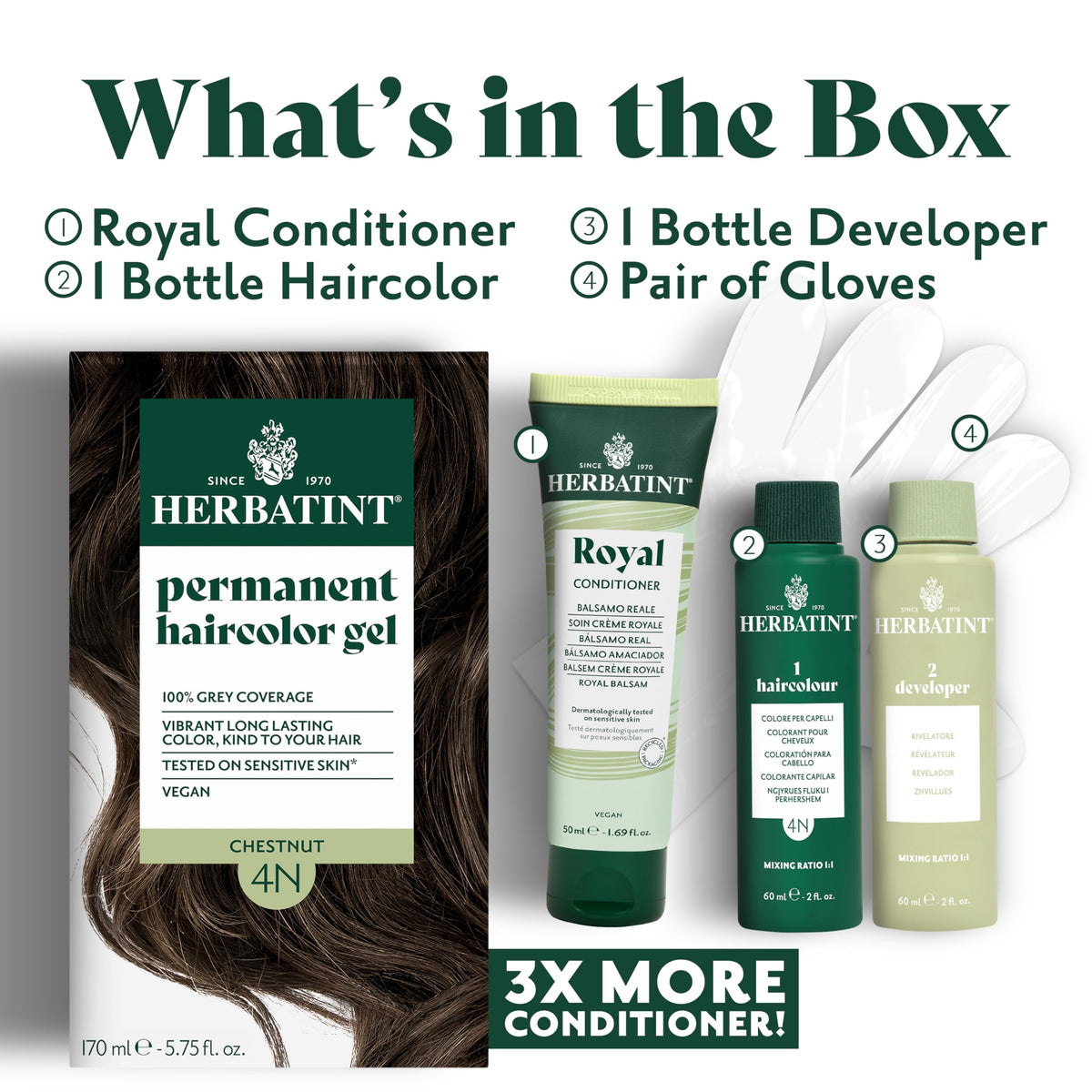 Herbatint 8N Light Blonde hair dye on hair strands