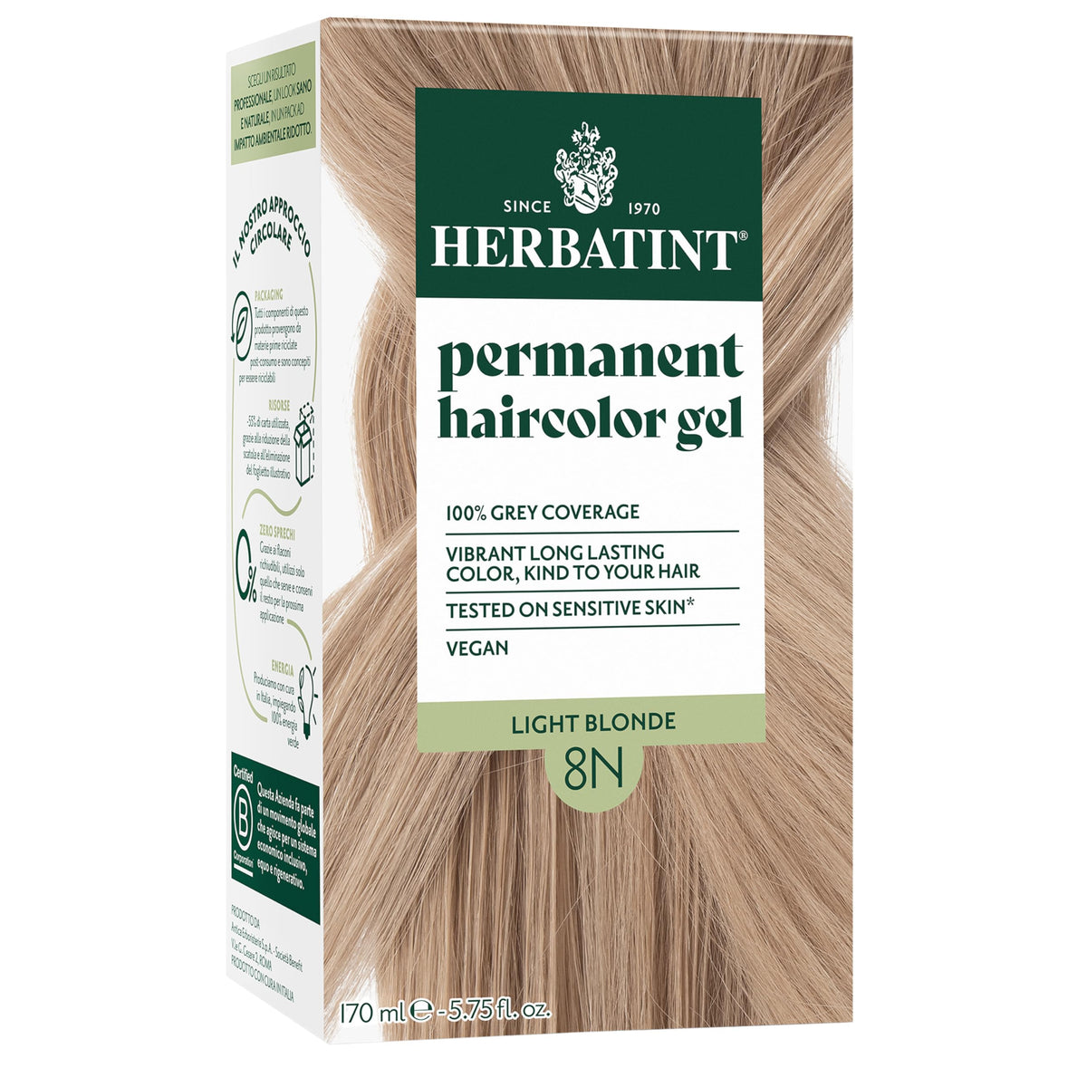 Herbatint 8N Light Blonde Permanent Hair Dye packaging front view
