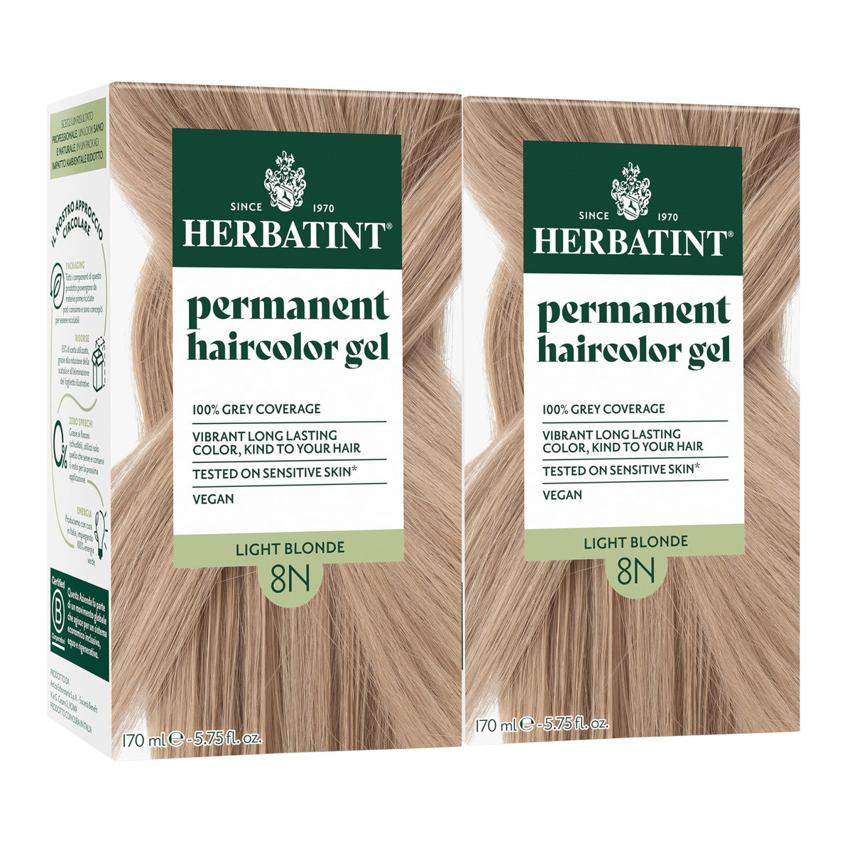 Herbatint 8N Light Blonde Permanent Hair Dye packaging front view