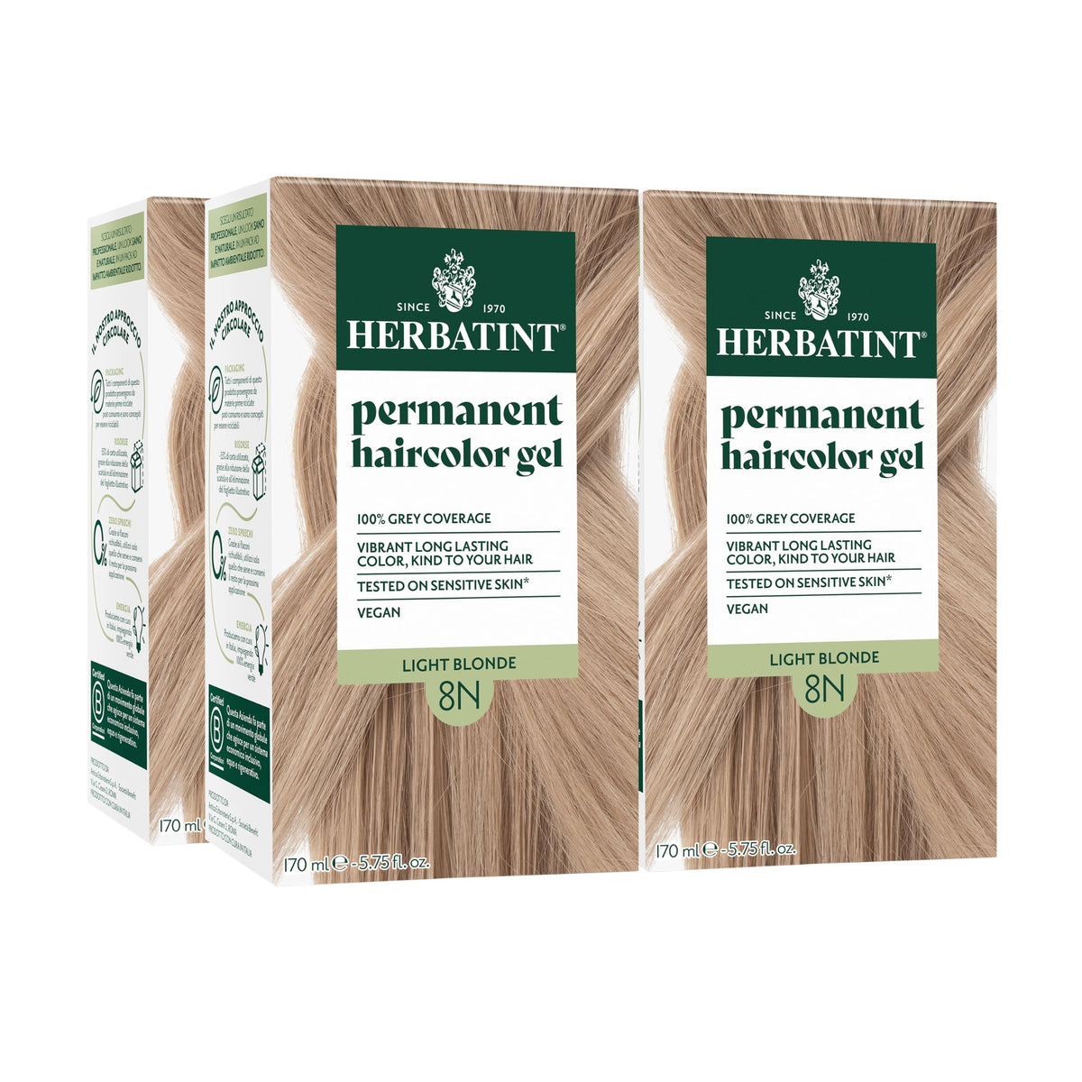 Herbatint 8N Light Blonde Permanent Hair Dye packaging front view