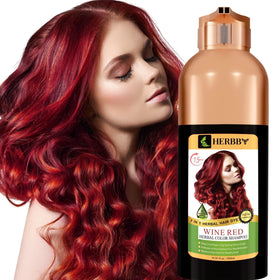HERBBY Hair Color Shampoo 500ml bottle front view, Wine Red