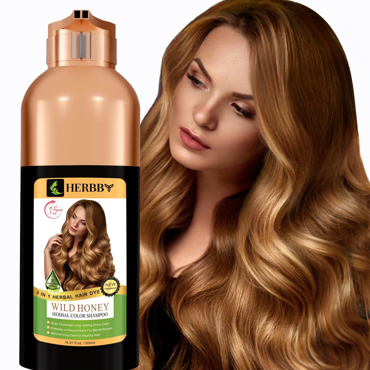 HERBBY Hair Color Shampoo 500ml Wild Honey front view