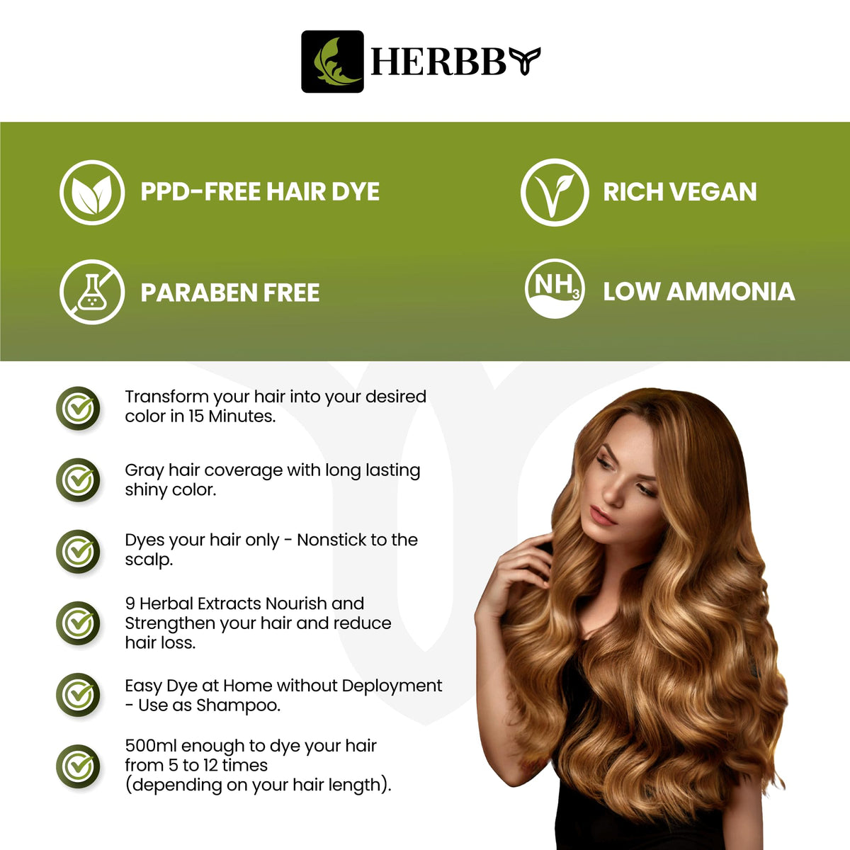 HERBBY Hair Color Shampoo application instructions