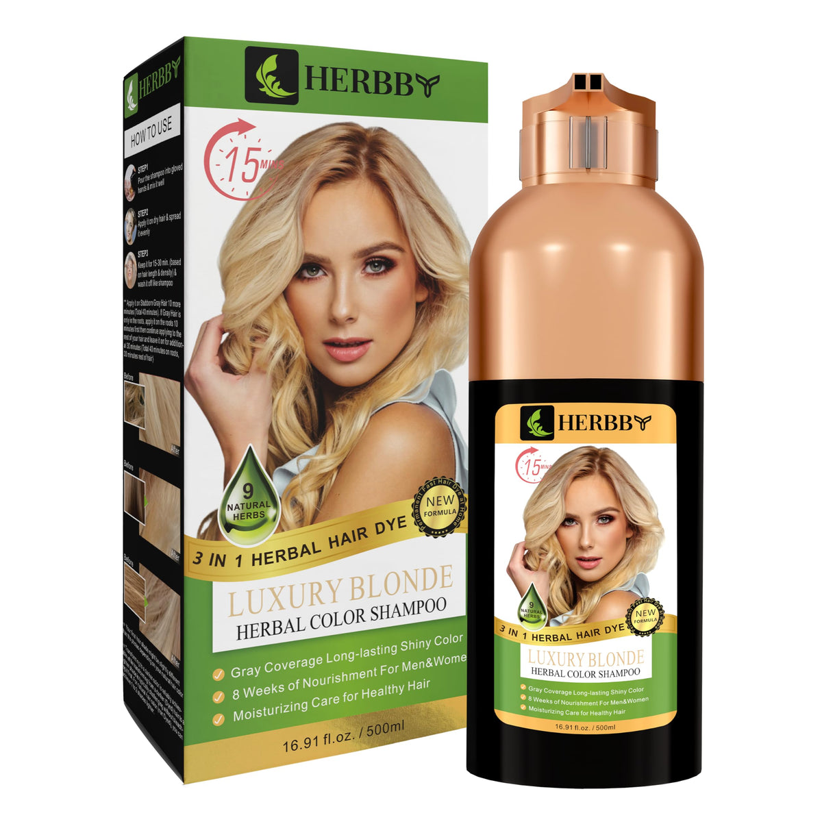 HERBBY Hair Color Shampoo application on hair