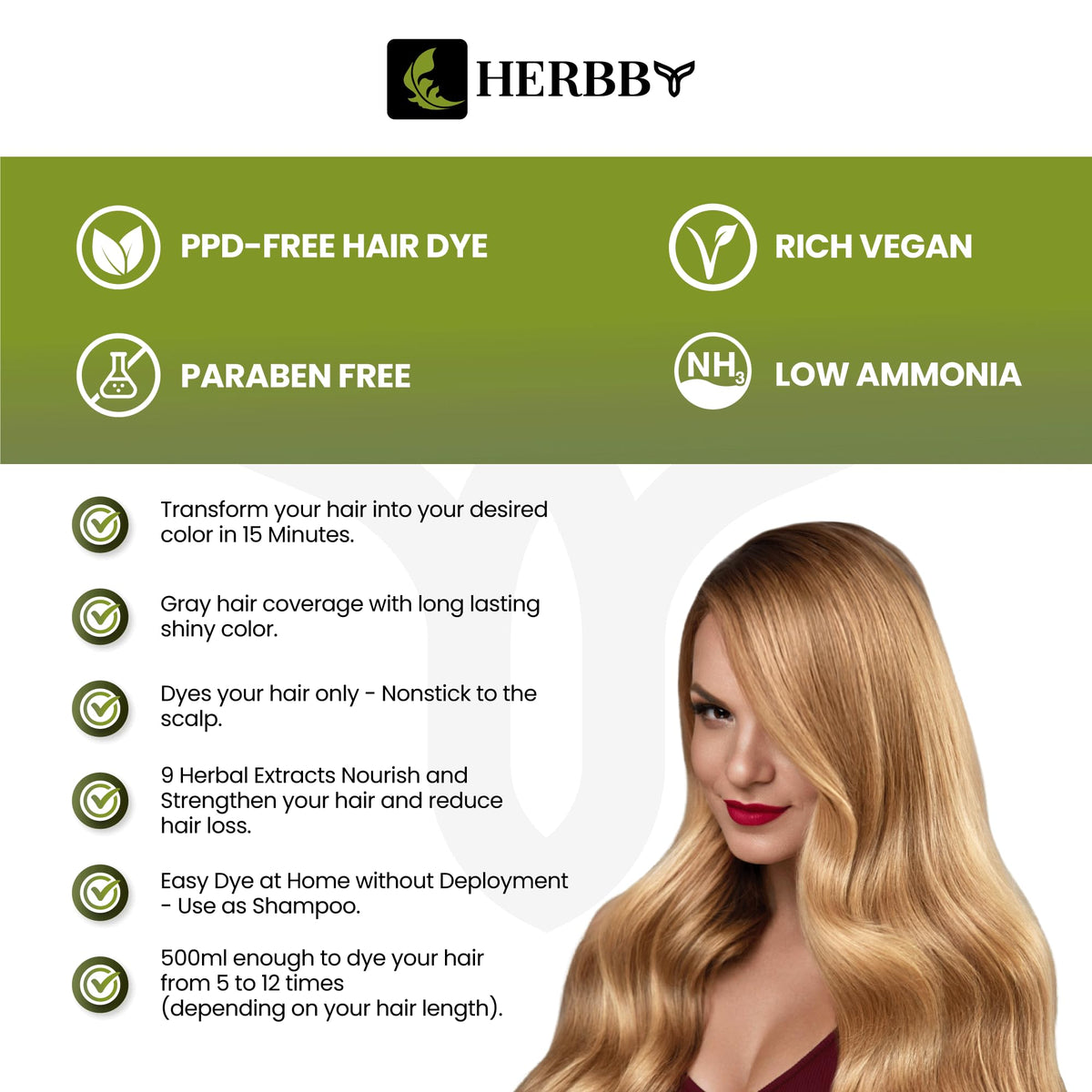 HERBBY Hair Color Shampoo application process