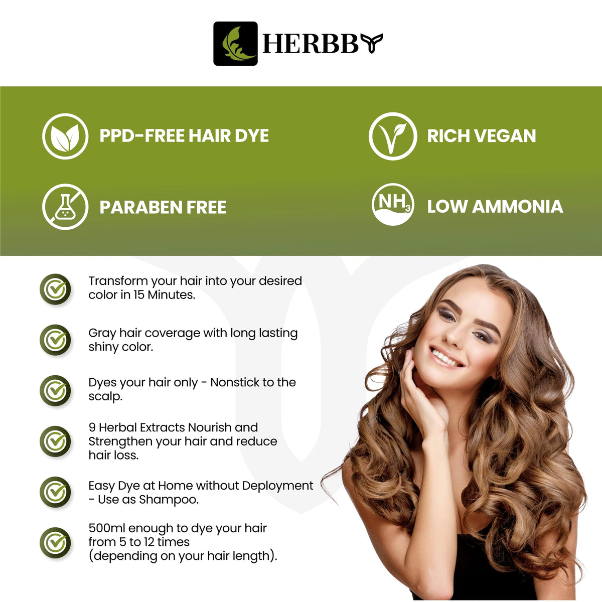 HERBBY Hair Color Shampoo application process
