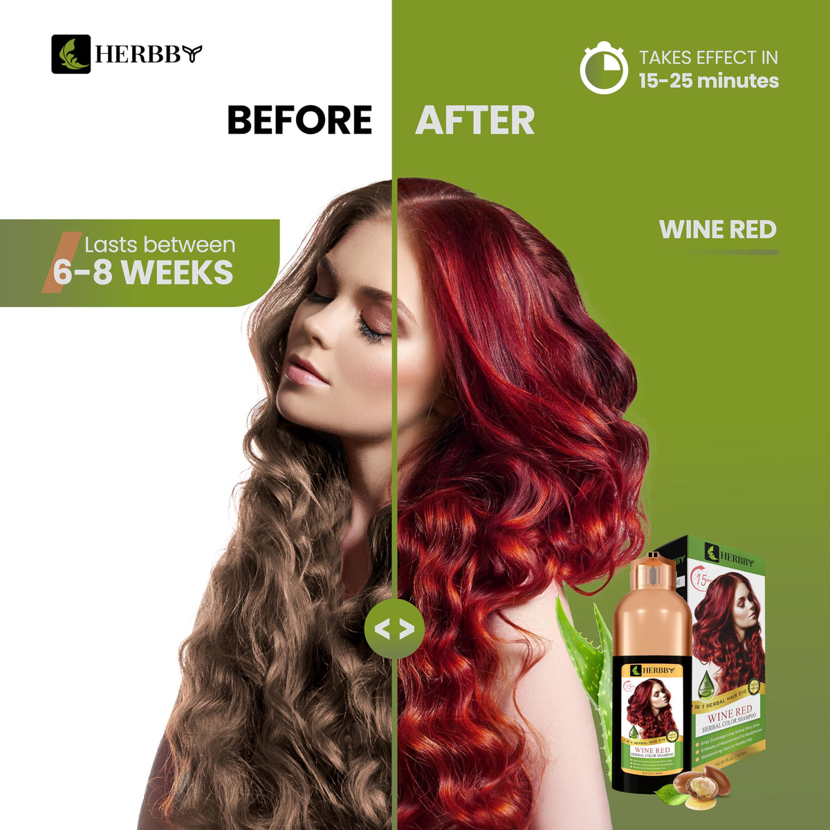 HERBBY Hair Color Shampoo application process on hair