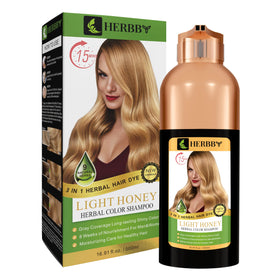 HERBBY Hair Color Shampoo close-up of the bottle