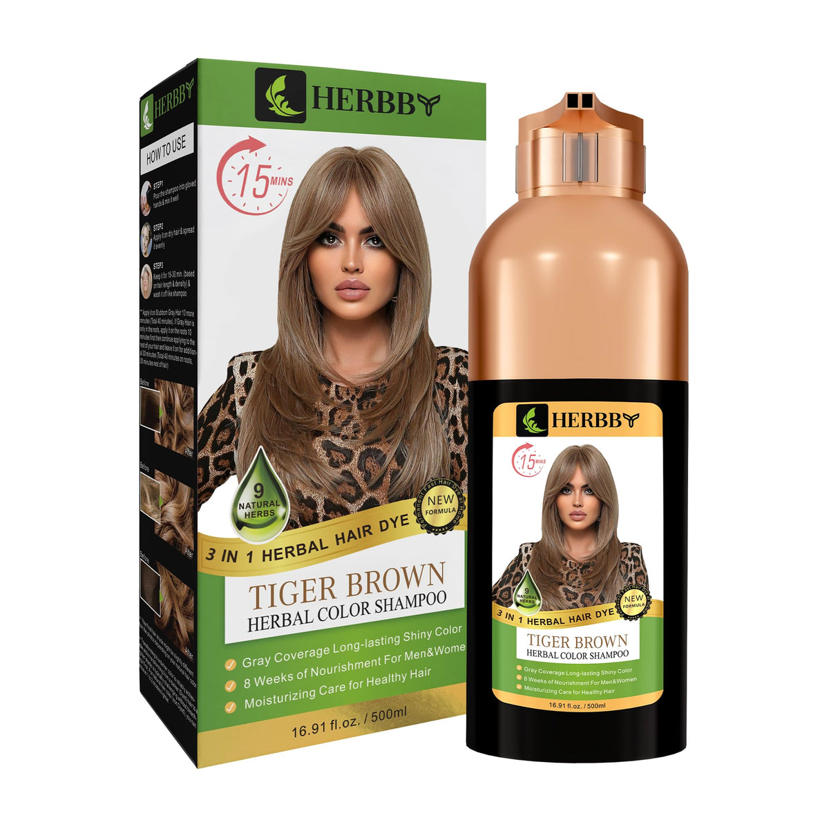HERBBY Hair Color Shampoo gloves included
