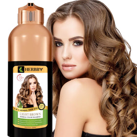 HERBBY Hair Color Shampoo Light Brown 500ml front view