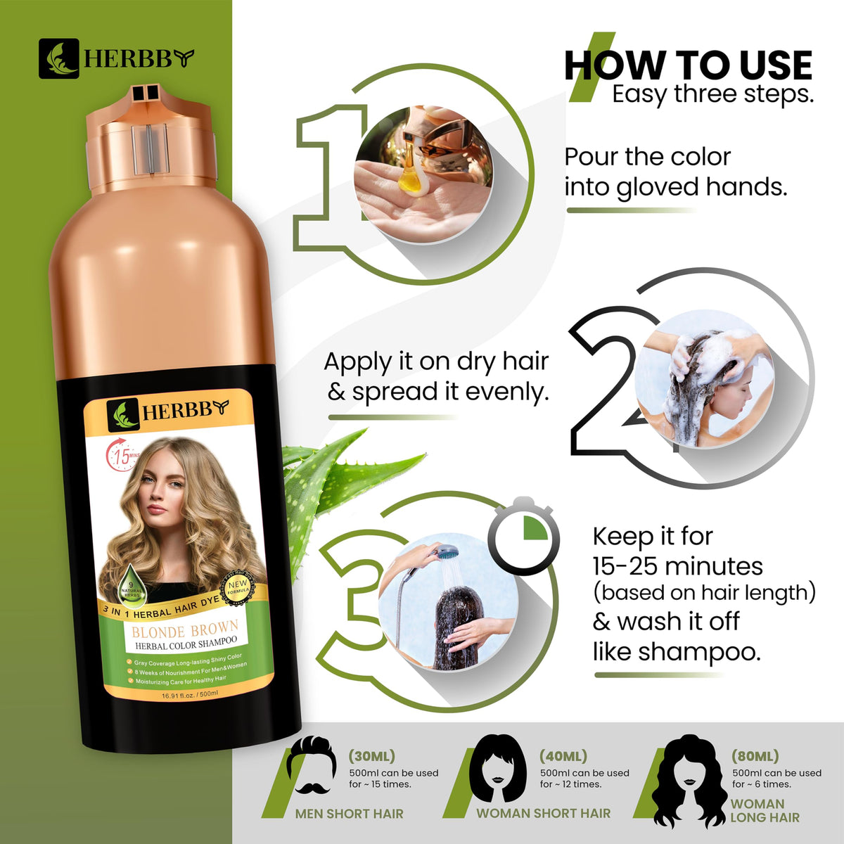 HERBBY Hair Color Shampoo packaging details