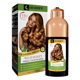 HERBBY Hair Color Shampoo showing vibrant hair results
