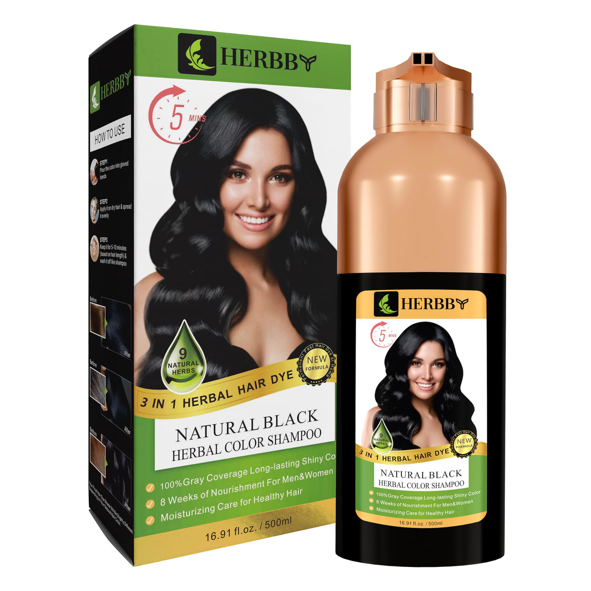 HERBBY Hair Color Shampoo with vibrant hair color results