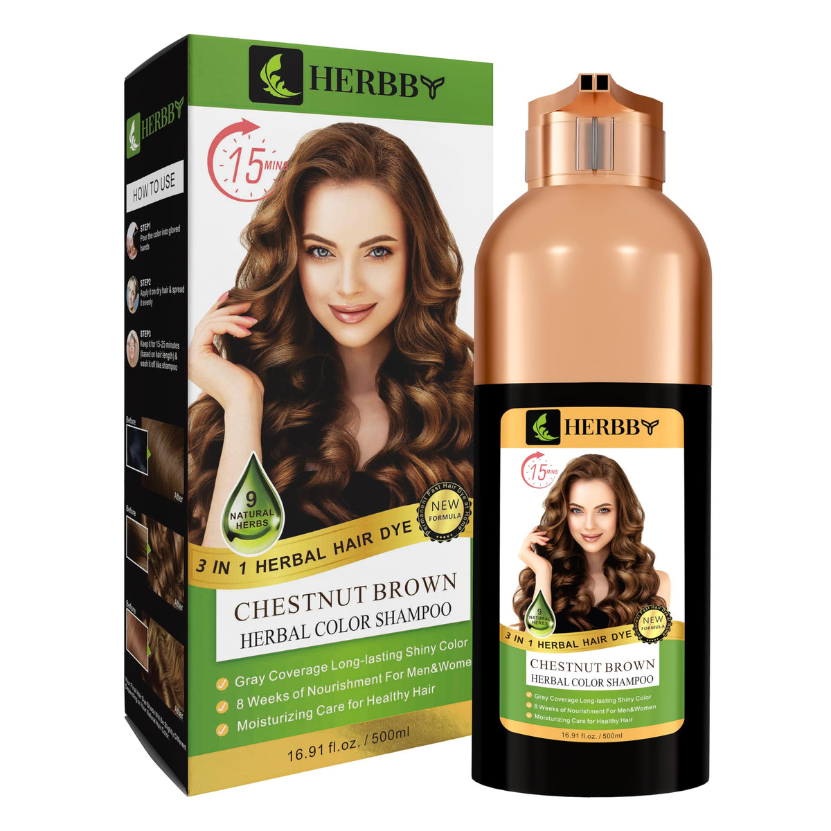 HERBBY shampoo and conditioner in a bathroom setting