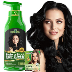 Herbishh Black Hair Dye Shampoo 500ml front view