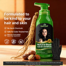 Herbishh Black Hair Dye Shampoo application on hair