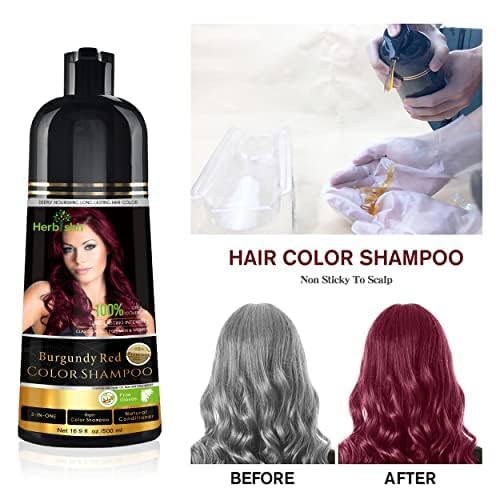 Herbishh Burgundy Red Hair Dye Shampoo 500ml back view