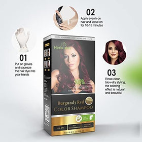 Herbishh Burgundy Red Hair Dye Shampoo 500ml with natural ingredients