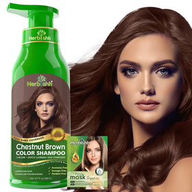 Herbishh Chestnut Brown Hair Dye Shampoo 500ml front view