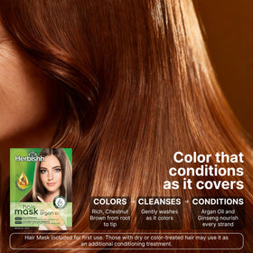 Herbishh Chestnut Brown Hair Dye Shampoo texture close-up