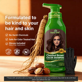 Herbishh Chestnut Brown Hair Dye Shampoo with argan hair mask