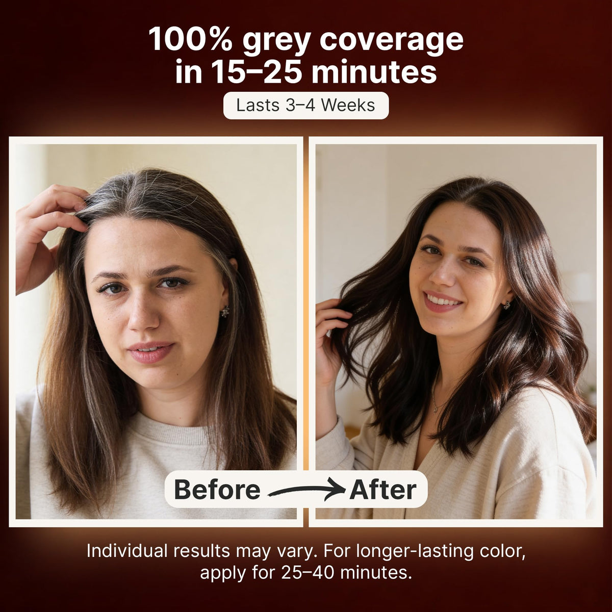 Herbishh Dark Brown Hair Dye Shampoo application on hair