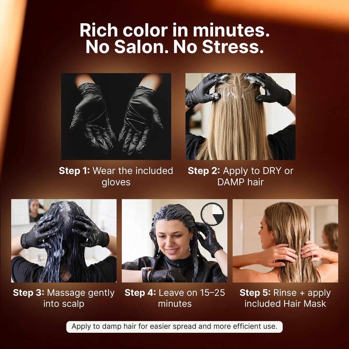 Herbishh Dark Natural Blonde Hair Dye Shampoo application process