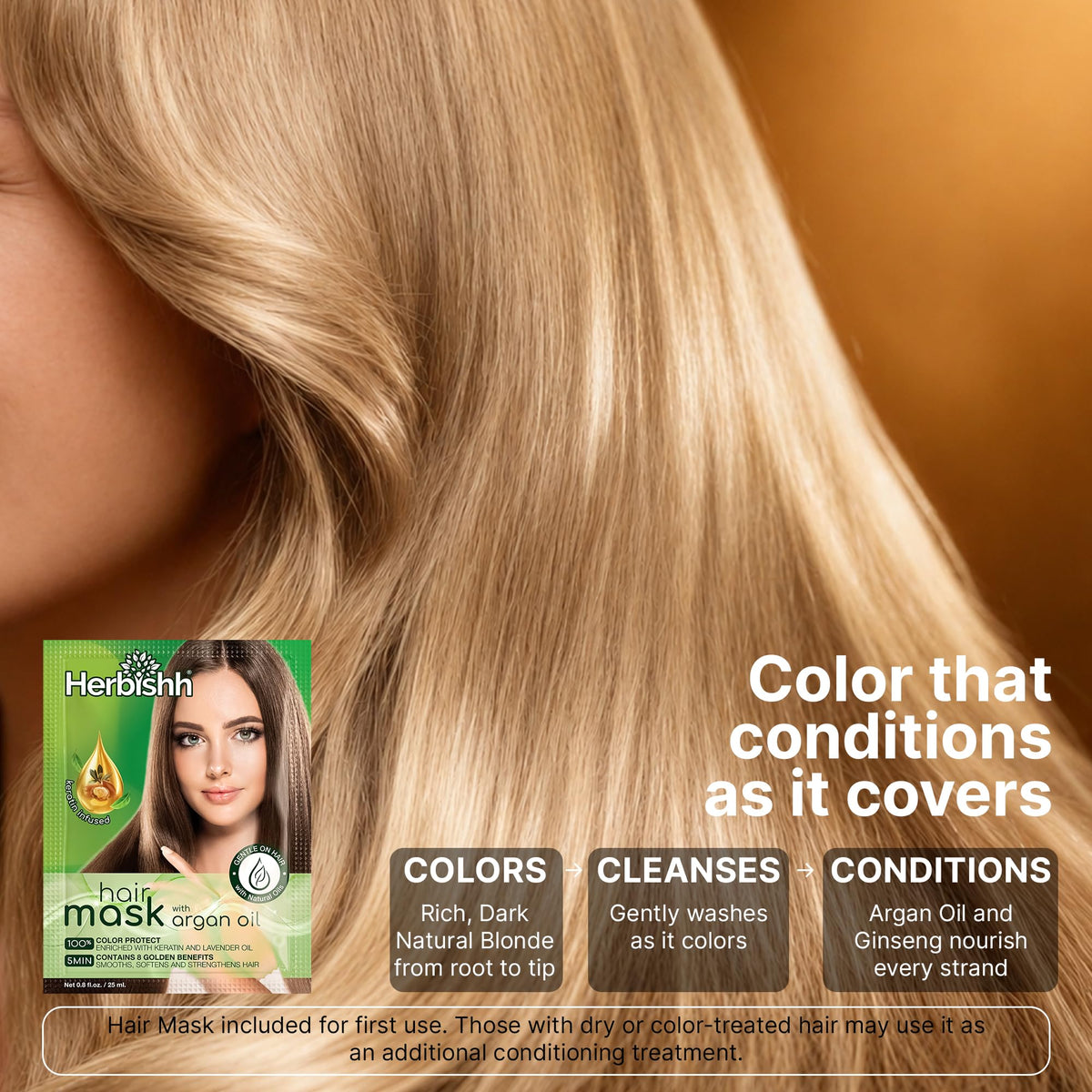 Herbishh Dark Natural Blonde Hair Dye Shampoo texture close-up