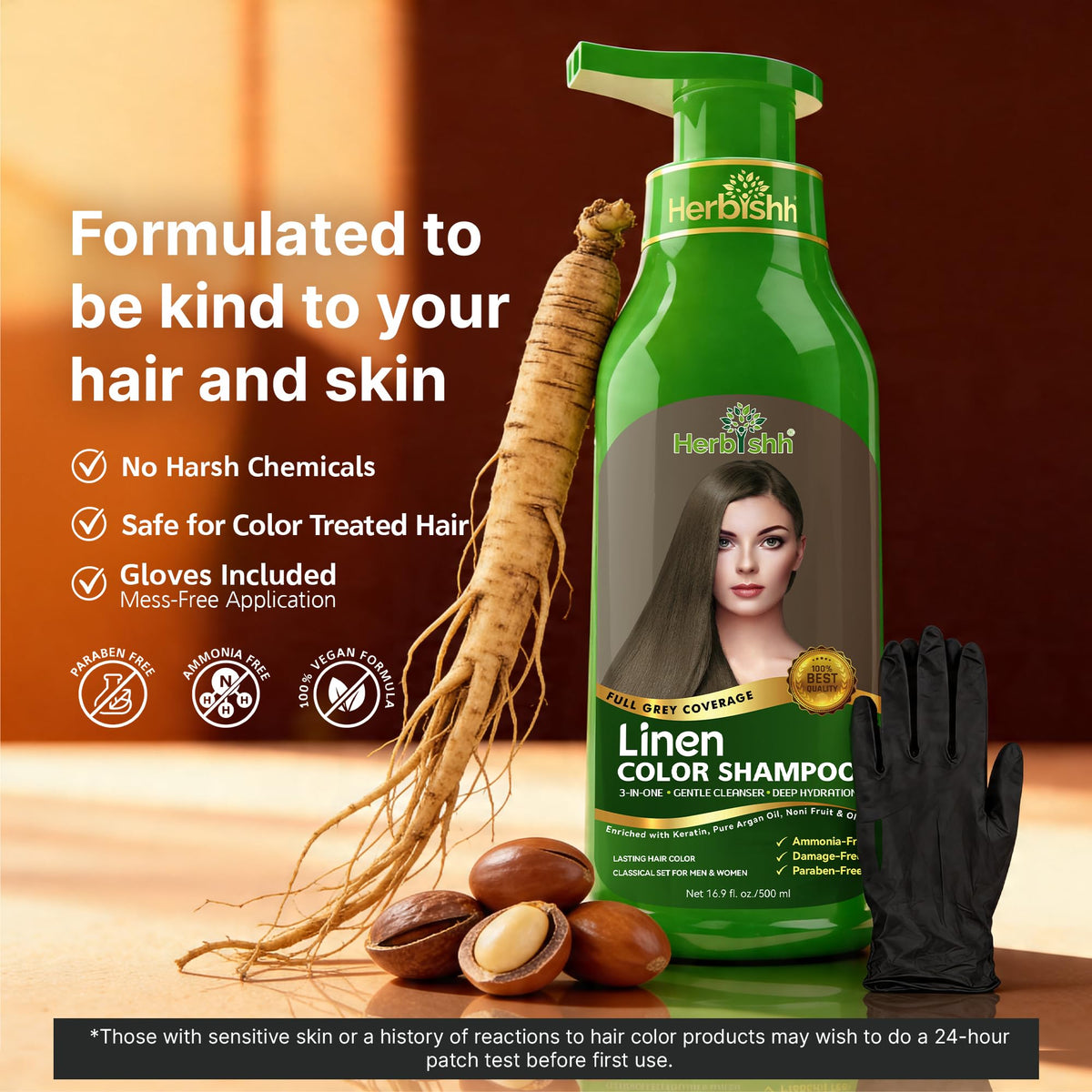 Herbishh Hair Color Shampoo application on hair