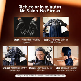 Herbishh Hair Color Shampoo Blue Black 500ml application on hair