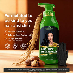 Herbishh Hair Color Shampoo Blue Black 500ml with argan hair mask