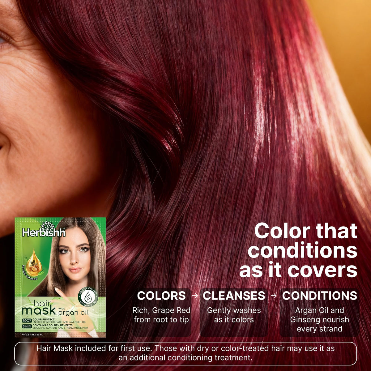 Herbishh Hair Color Shampoo Grape Red packaging details