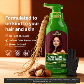 Herbishh Hair Color Shampoo Grape Red with argan hair mask